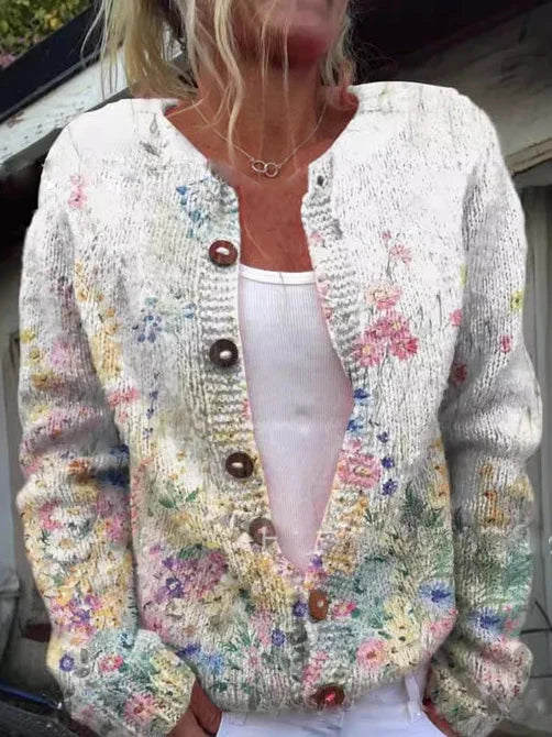 Chantal™ | Strickjacke mit Blumenmuster