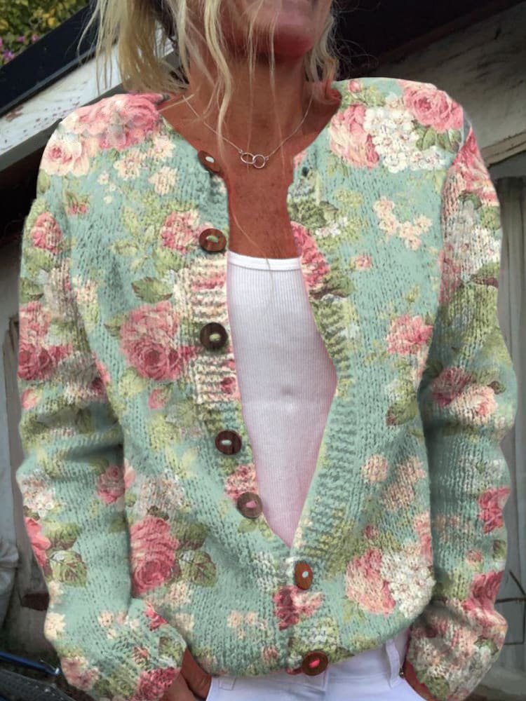 Chantal™ | Strickjacke mit Blumenmuster